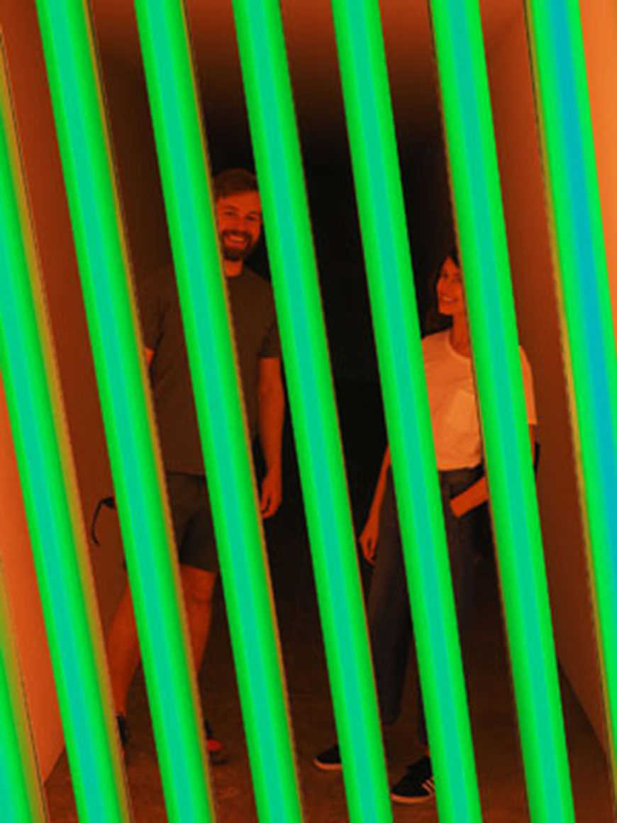 Museum Council Patron members at light-based art installation during trip to Marfa, Texas