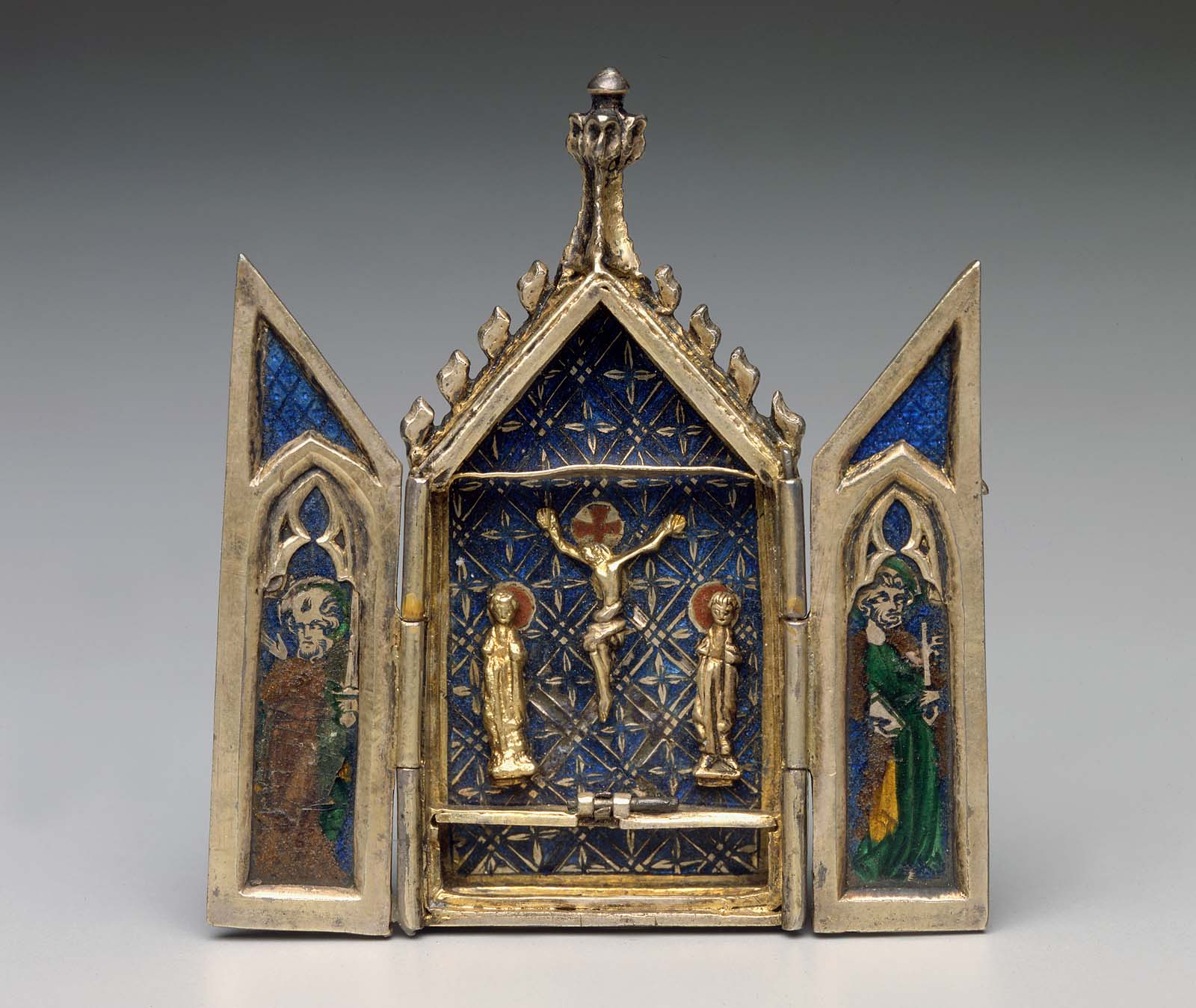 Reliquary Triptych with the Crucifixion, Coronation of the Virgin