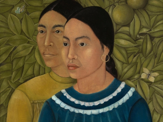 Detail of Frida Kahlo's painting, Dos Mujeres (Salvadora y Herminia)
