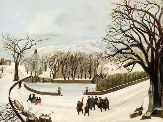 Unidentified Artist, Musicians in the Snow, 1876