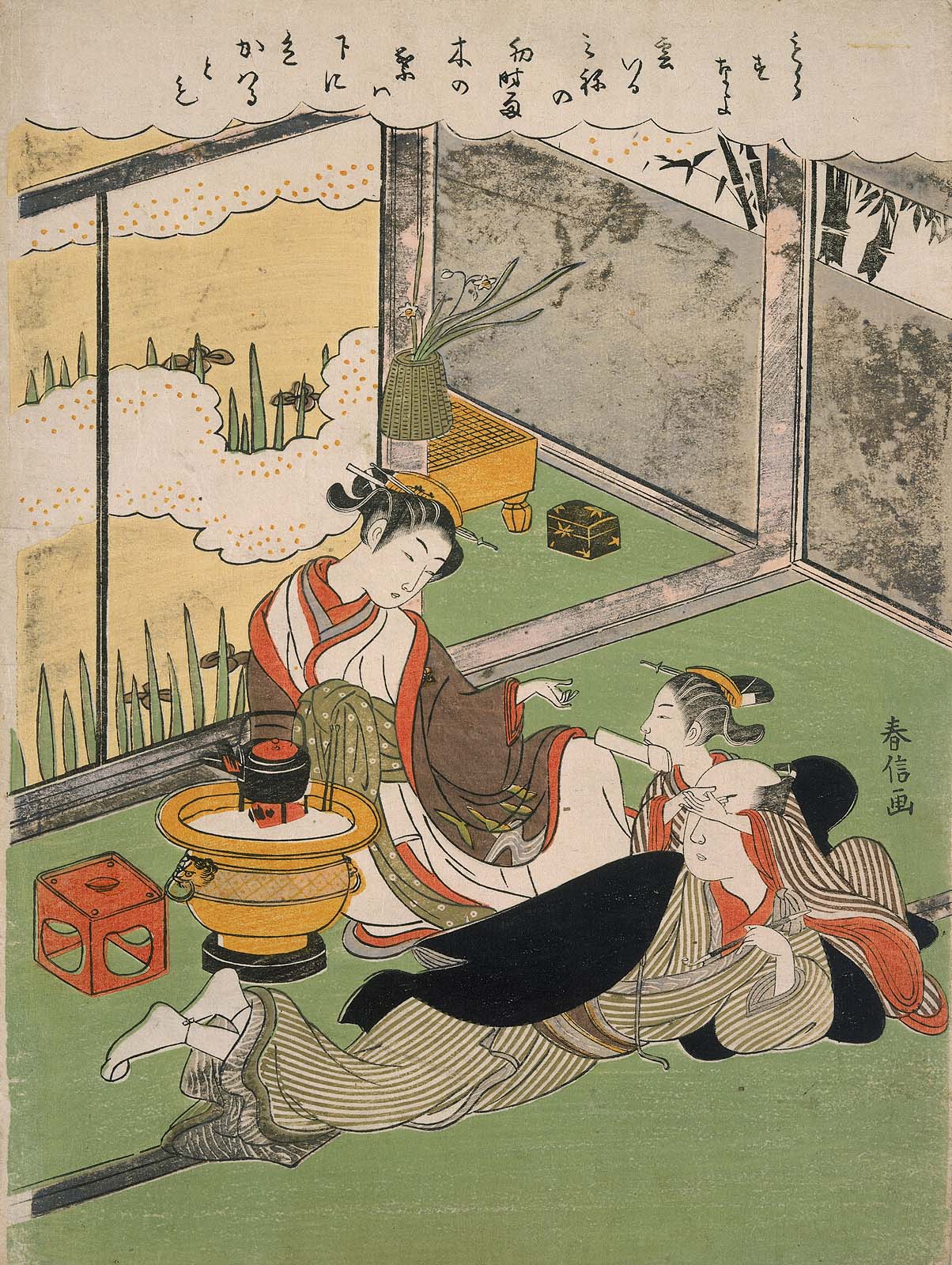 Courtesan Client and Kamuro with a Love Letter Courtesan Client and Kamuro with a Love Letter