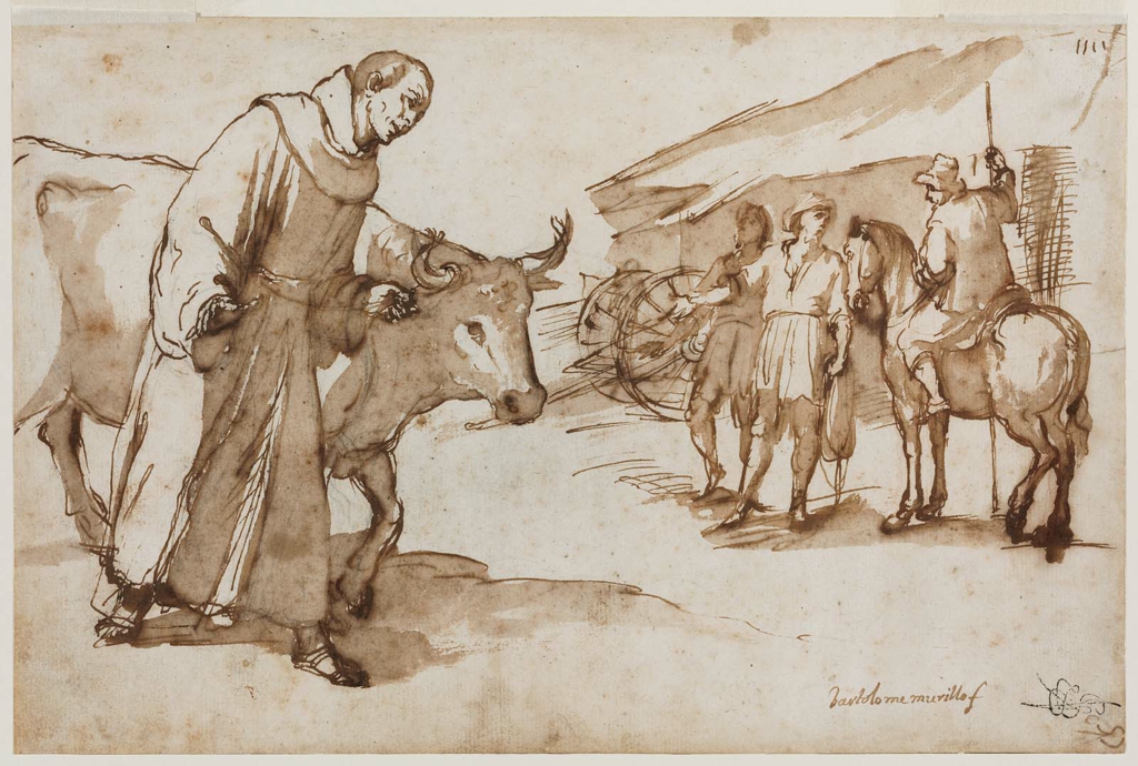 A Scene from the Life of Saint Francis Solano (recto); Studies for the