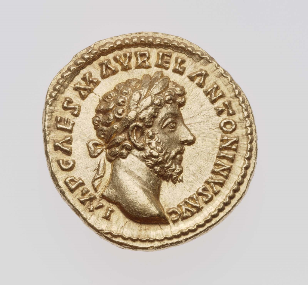 Aureus with head of Marcus Aurelius | Museum of Fine Arts, Boston