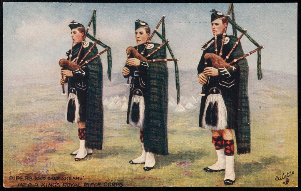 PIPERS (OLD CALEDONIANS). 1ST C.B KING'S ROYAL RIFLE CORPS. Museum of